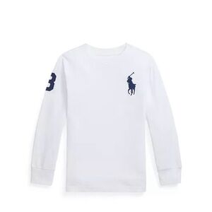 Polo by Ralph Lauren White Long-Sleeve Tee with Navy Logo